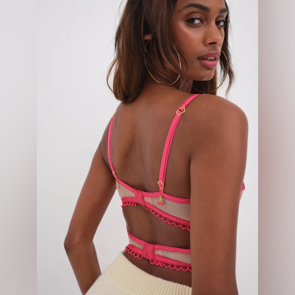 For Love & Lemons Cherie Bustier Red Cherries XS - Picture 4 of 7